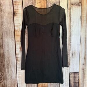 Abercrombie & Fitch Dress Black Mesh Long Sleeve Bodycon Mini Medium Versatile